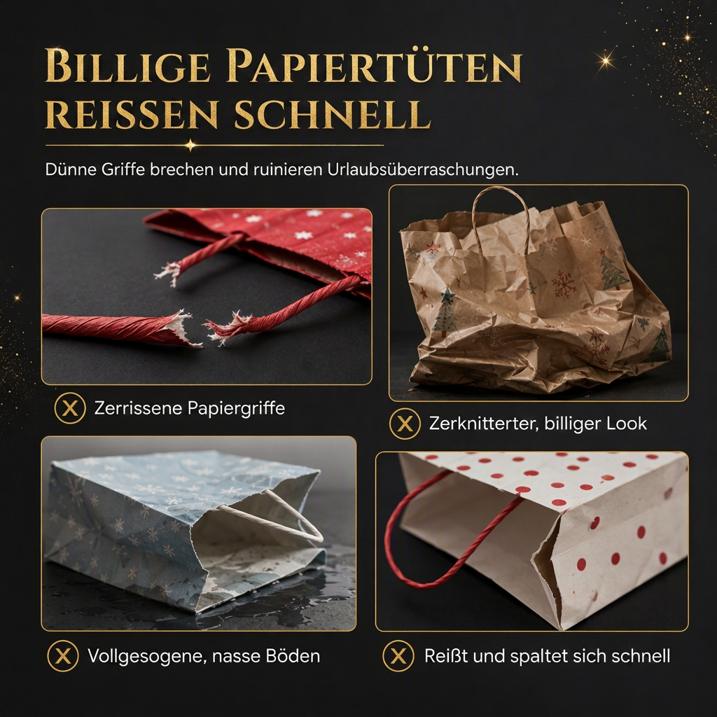🎁Schwarze Weihnachts-Geschenktragetasche aus Vliesstoff, Geschenkverpackungstasche für Feiertage, 23x22x11 cm