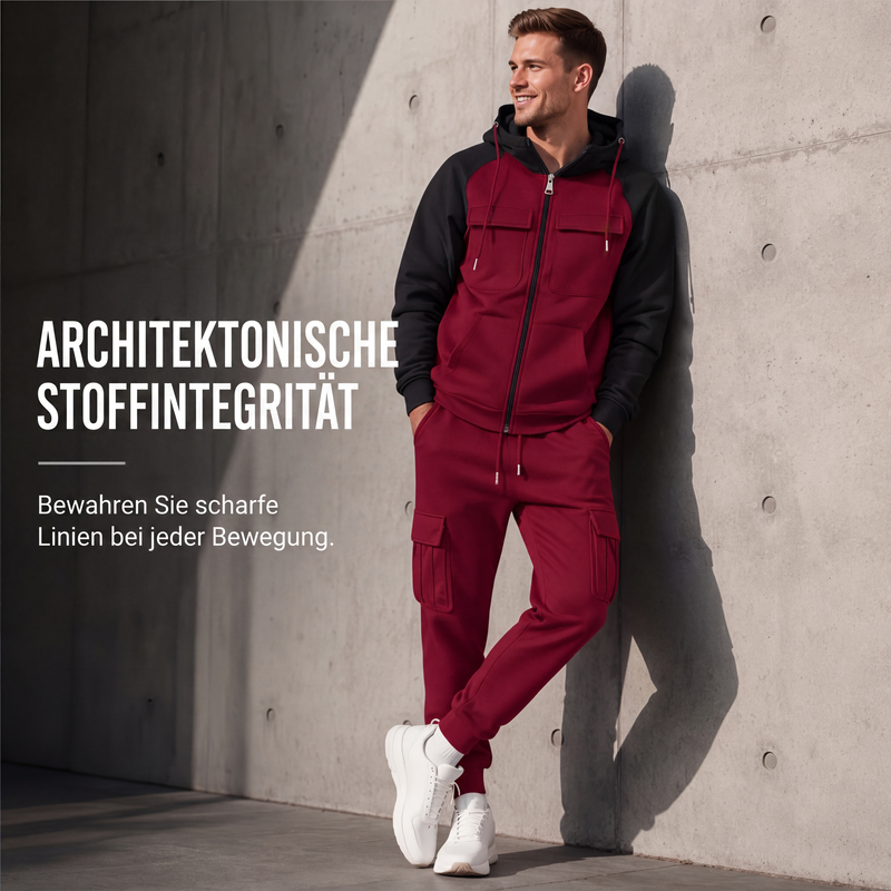 ⏳ Nur noch heute: 50% Rabatt🔥Herren-Set mit Kapuzenpullover und Jogginghose im Color-Block-Design