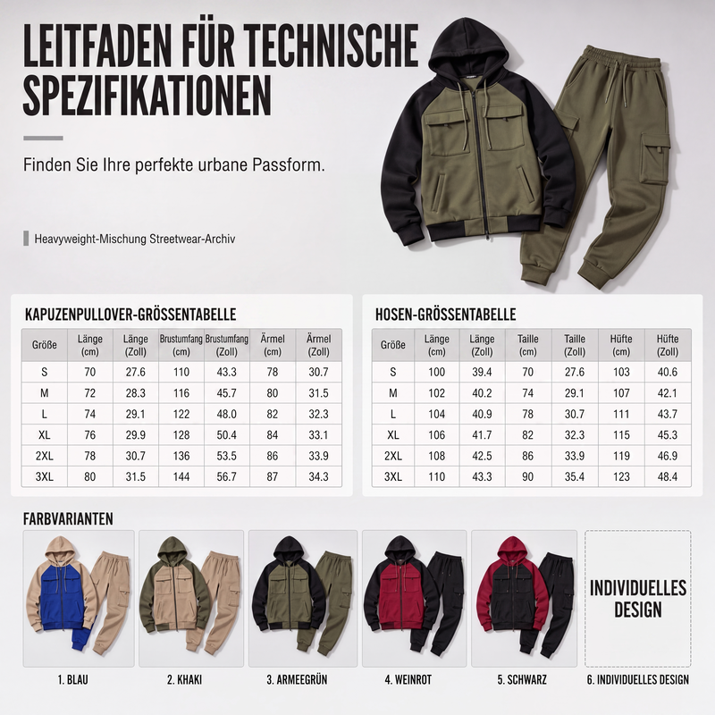 ⏳ Nur noch heute: 50% Rabatt🔥Herren-Set mit Kapuzenpullover und Jogginghose im Color-Block-Design