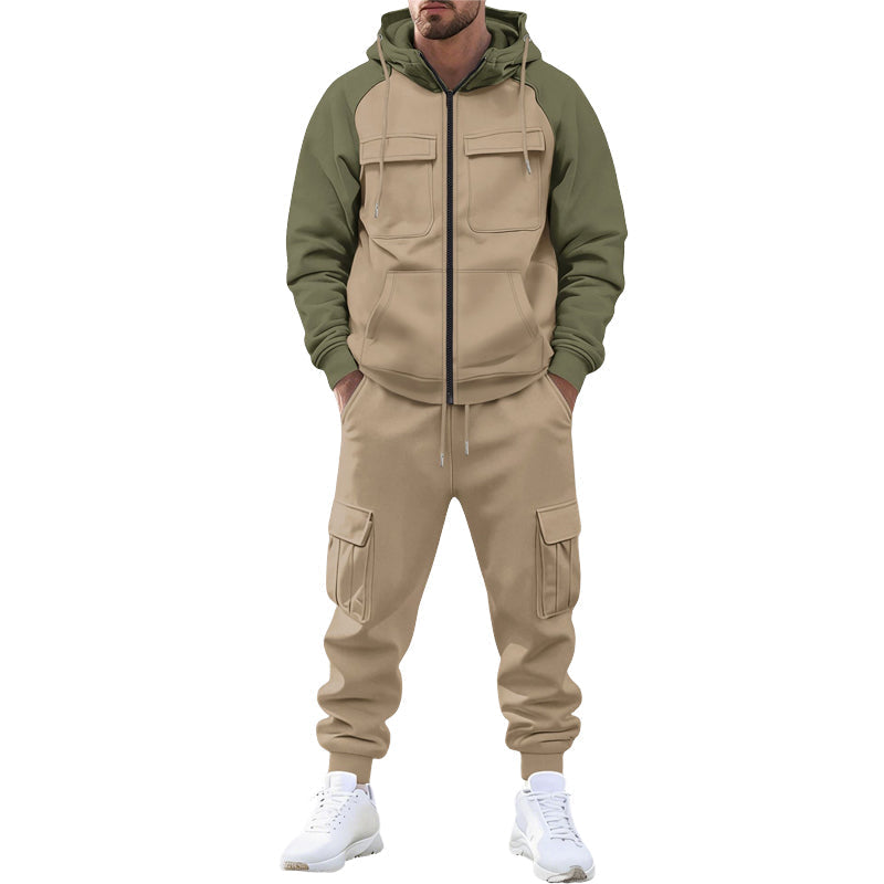 ⏳ Nur noch heute: 50% Rabatt🔥Herren-Set mit Kapuzenpullover und Jogginghose im Color-Block-Design