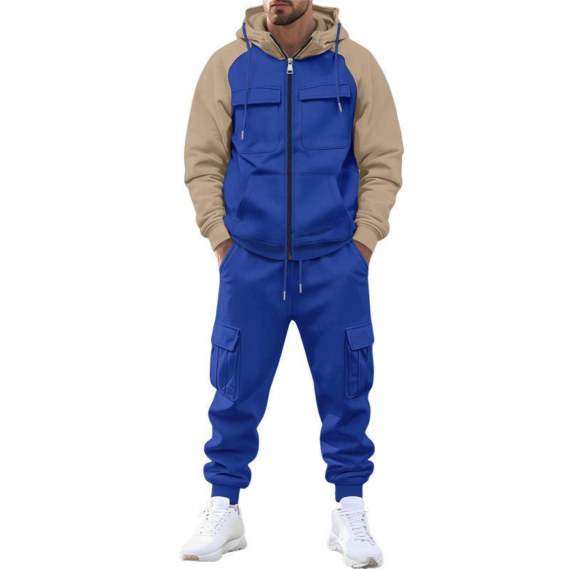 ⏳ Nur noch heute: 50% Rabatt🔥Herren-Set mit Kapuzenpullover und Jogginghose im Color-Block-Design