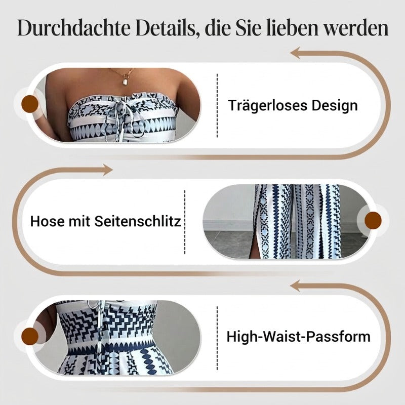Gluschwein - 👗 50% RABATT! ✨ Damen Jumpsuit schulterfrei floral im Boho-Stil – Eleganter Sommer-Overall mit Bardot-Ausschnitt – Fließend, leicht & perfekt für Festivals, Strand oder romantische Sommerabende 🌸
