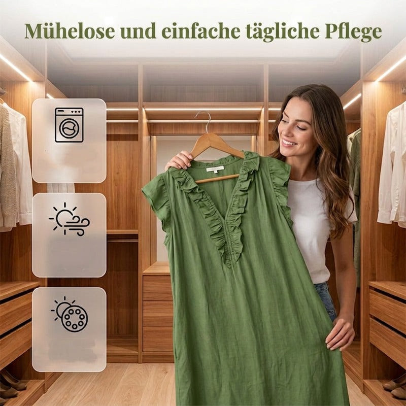 🌿✨ 50% Rabatt! Luftiges Casual Maxikleid mit V-Ausschnitt & Rüschen – Sommerlich, Leicht & Vielseitig für Freizeit & Urlaub
