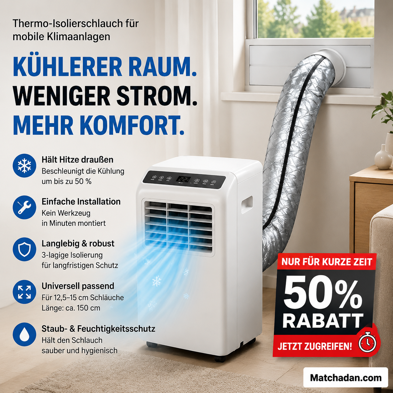 🔥Isolierhülle für Klimaanlagenschläuche: Ein Must-have für den Sommer zu Hause
