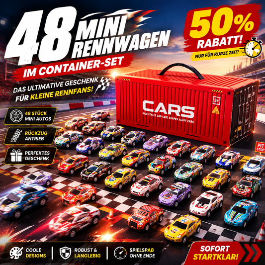 Gluschwein - Das beste Geschenk für Kinder🎁48 Mini-Rückziehautos mit integrierter Garage (Set)🚗🎪