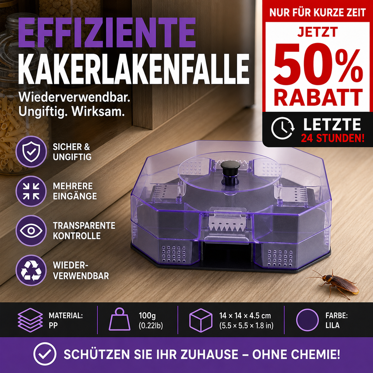 🔥 Heute -50 %! 🚫 Wiederverwendbare Kakerlakenfalle