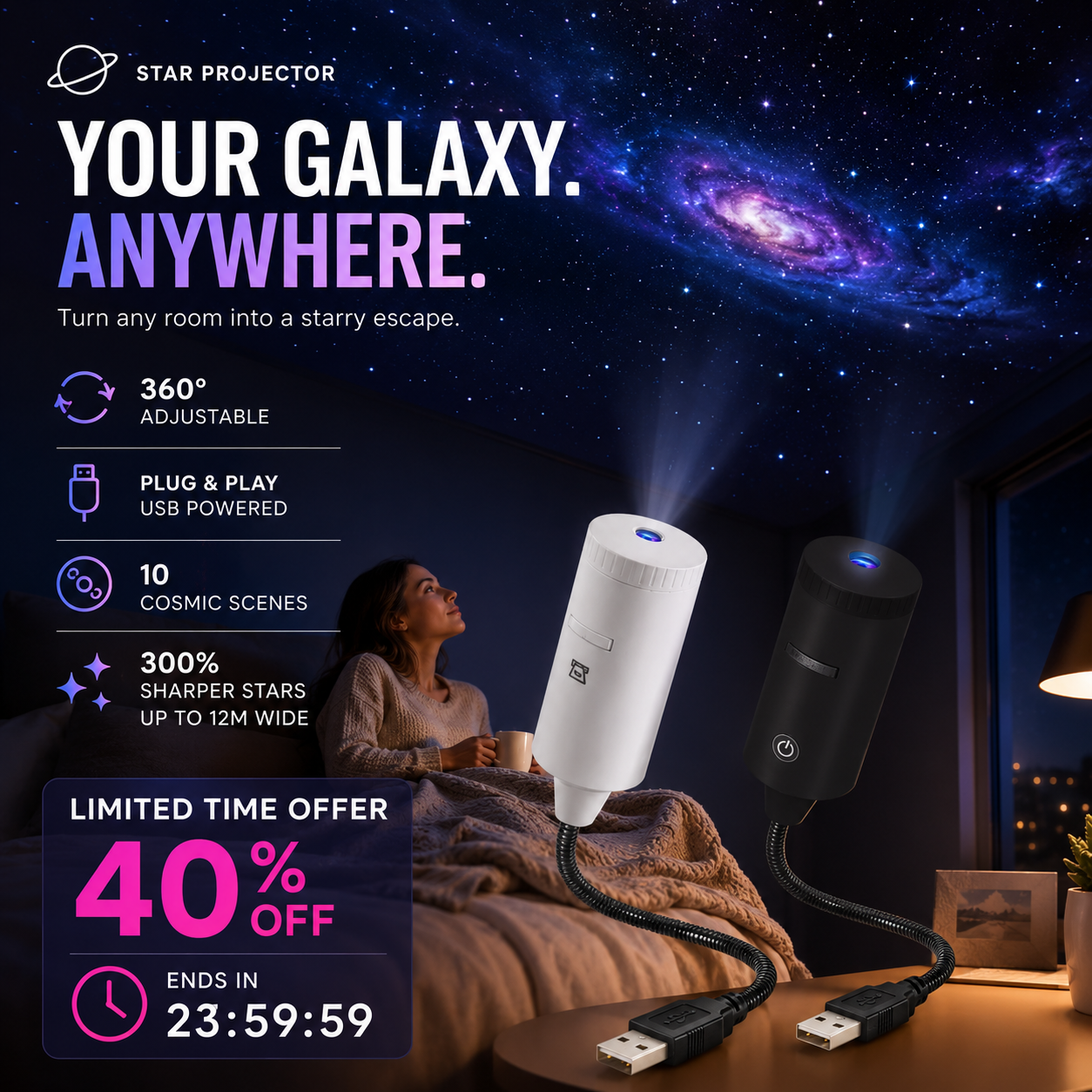 ✨ Plug-and-Play-HD-Sternenprojektor🥳Über 50.000 zufriedene Nutzer
